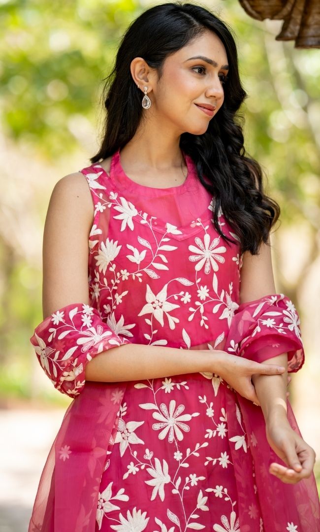 Suroor Pink Embroidered Suit Set