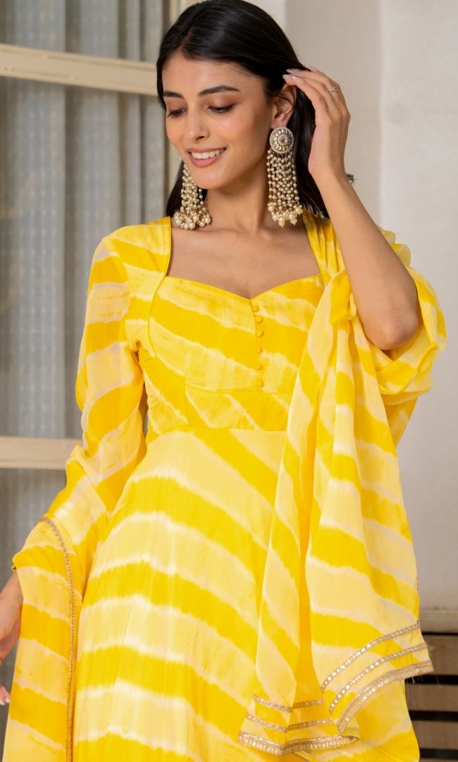 Lavanya Yellow Leheriya Set