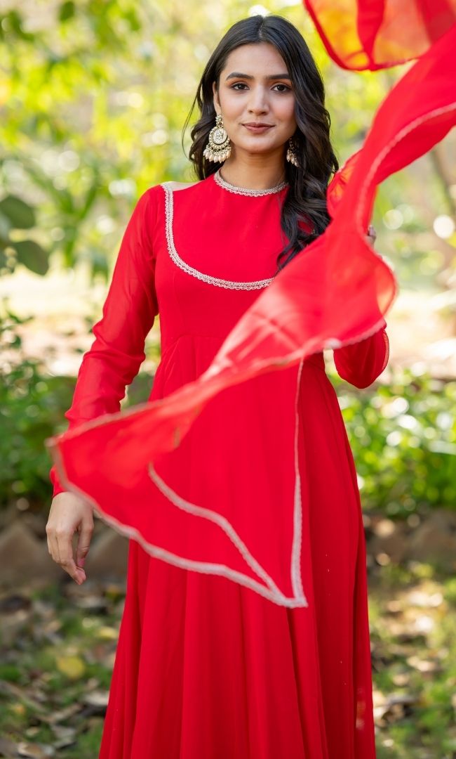 Sabya Red Georgette Anarkali Set