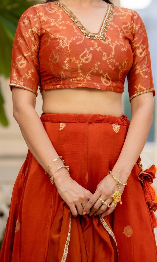 Rania Organge Brocade Lehenga Set