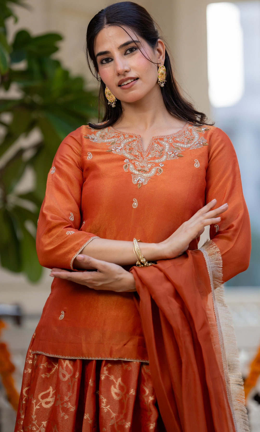 Eyana Orange Skirt Set