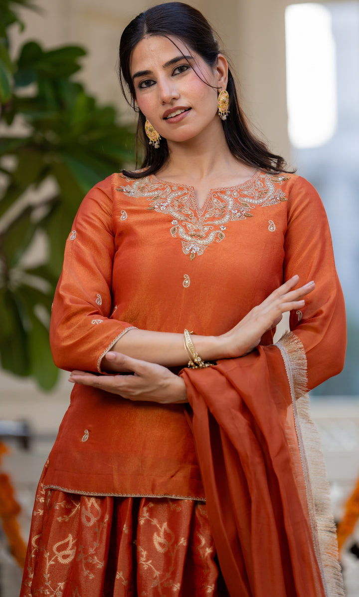 Eyana Orange Skirt Set