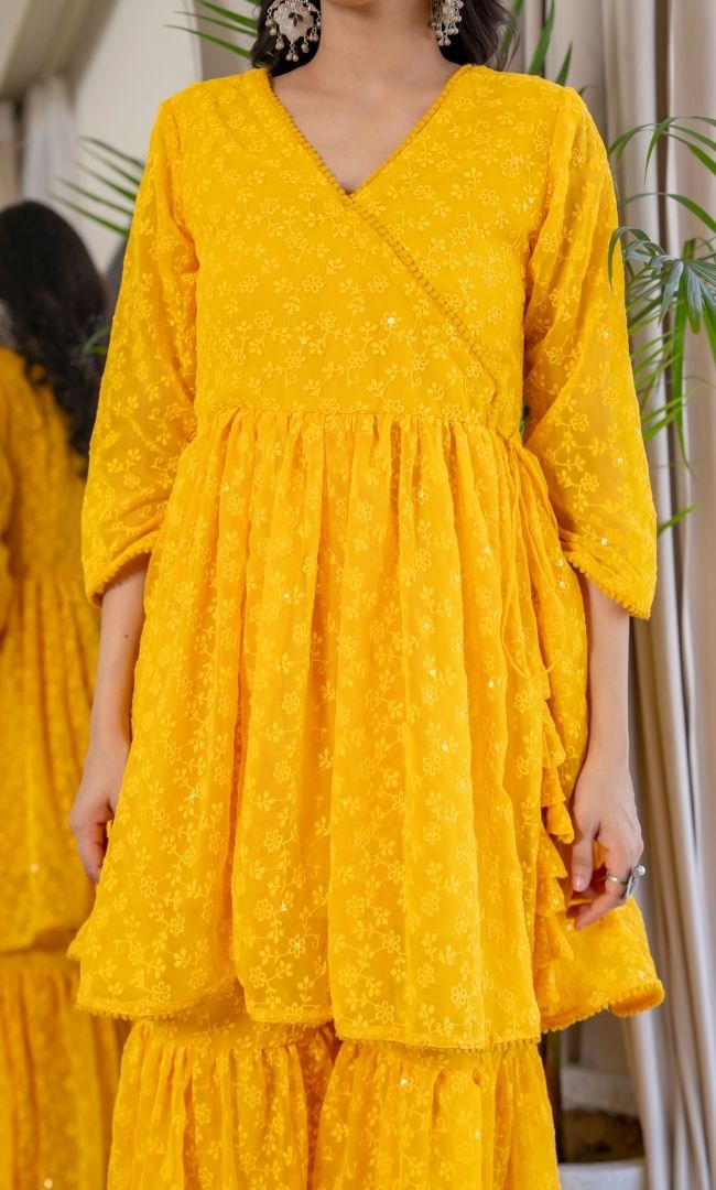 Sol Yellow Sharara Set