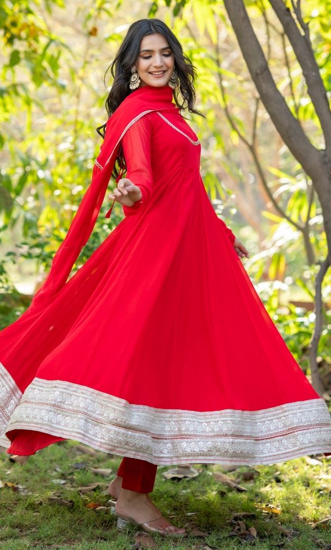 Sabya Red Georgette Anarkali Set