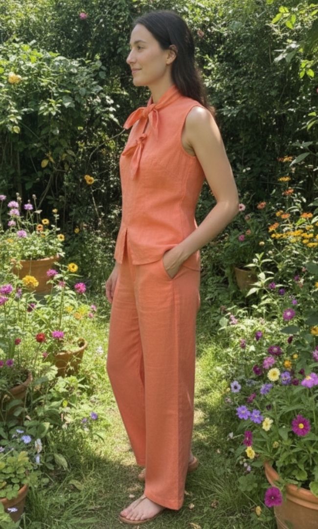 Coral Breeze Cotton Linen Co-Ord Set