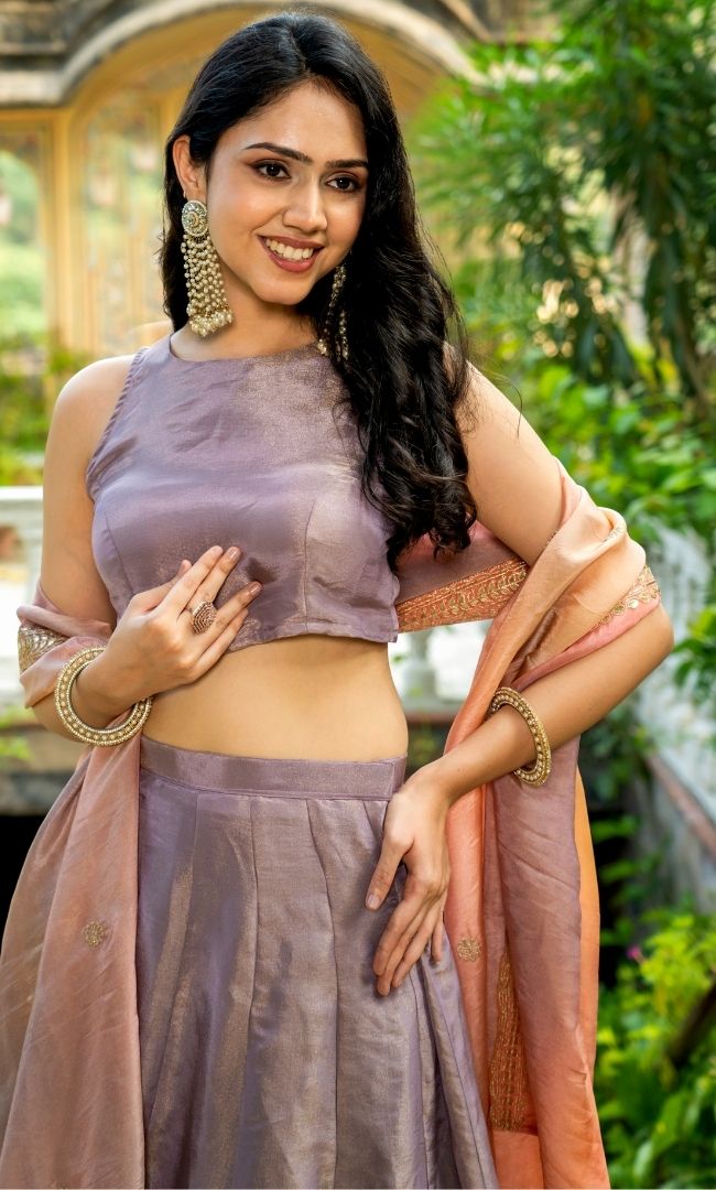Sayuri Purple Tissue Lehenga Set