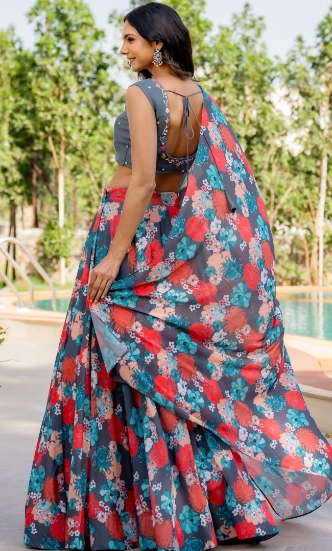 Saanjh Grey Lehenga Set