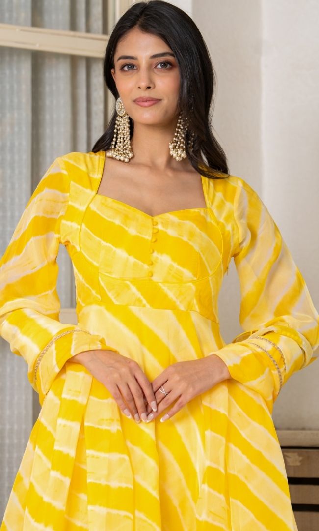 Lavanya Yellow Leheriya Set