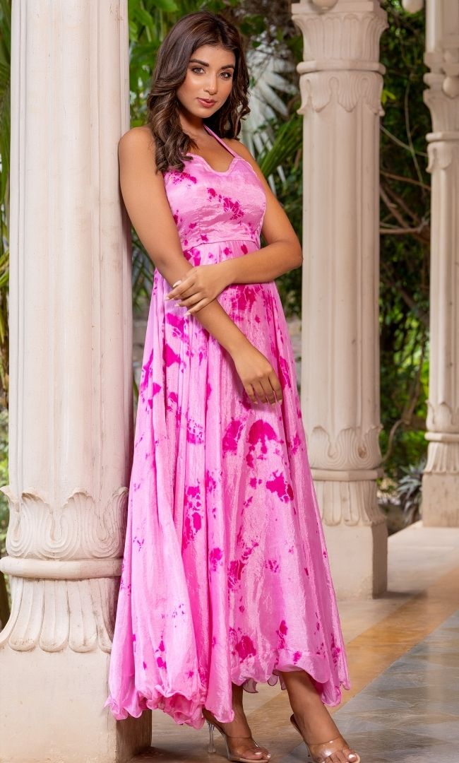 Pink Shibori Maxi Dress
