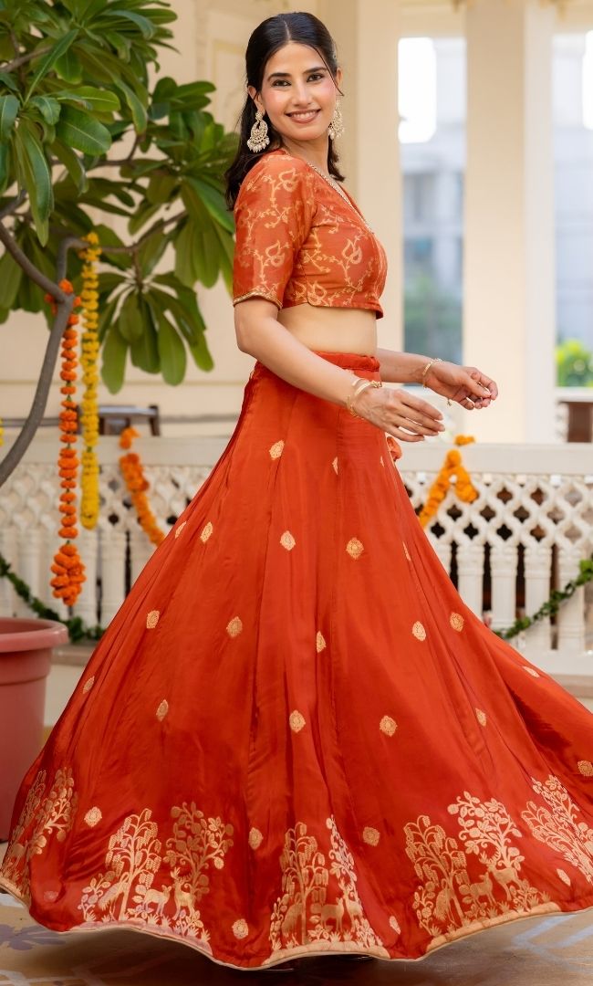 Rania Organge Brocade Lehenga Set