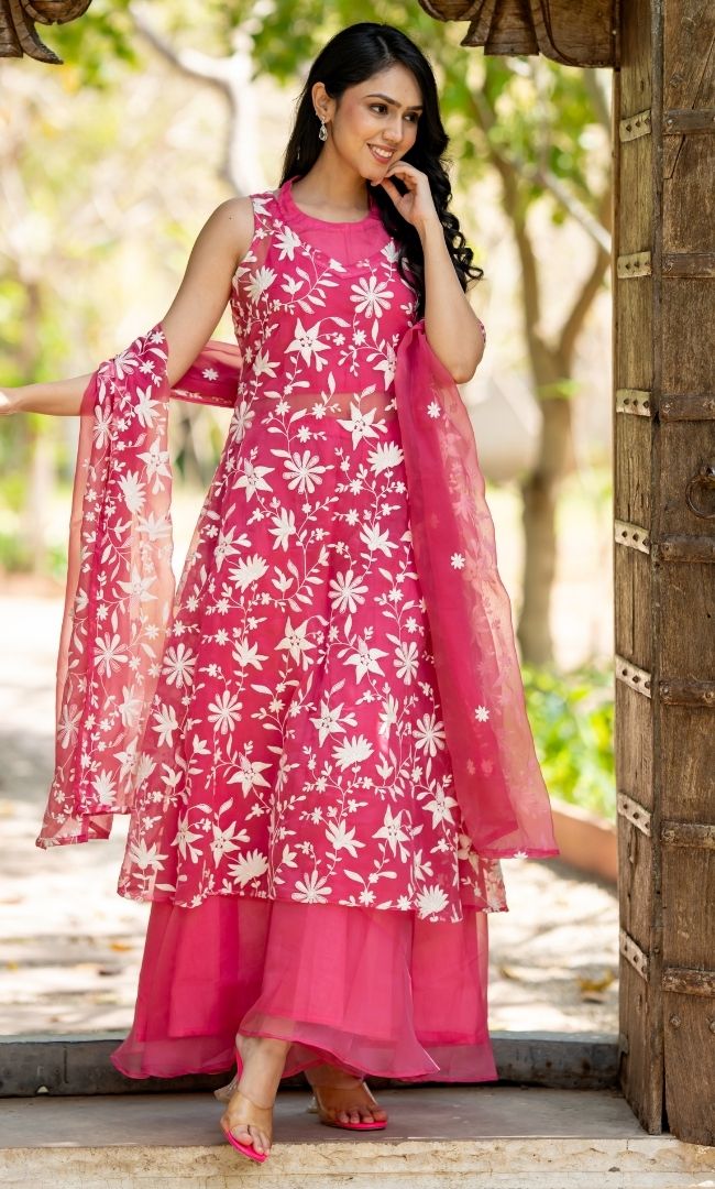 Suroor Pink Embroidered Suit Set