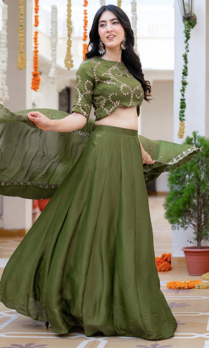 Hina Green Tissue Lehenga Set