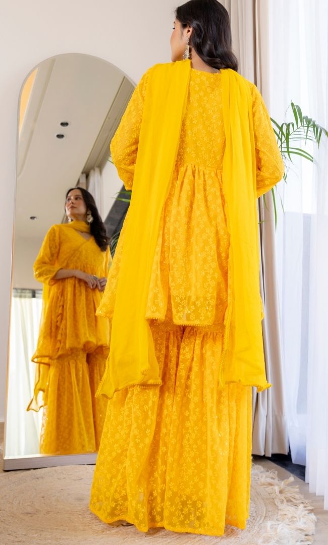 Sol Yellow Sharara Set