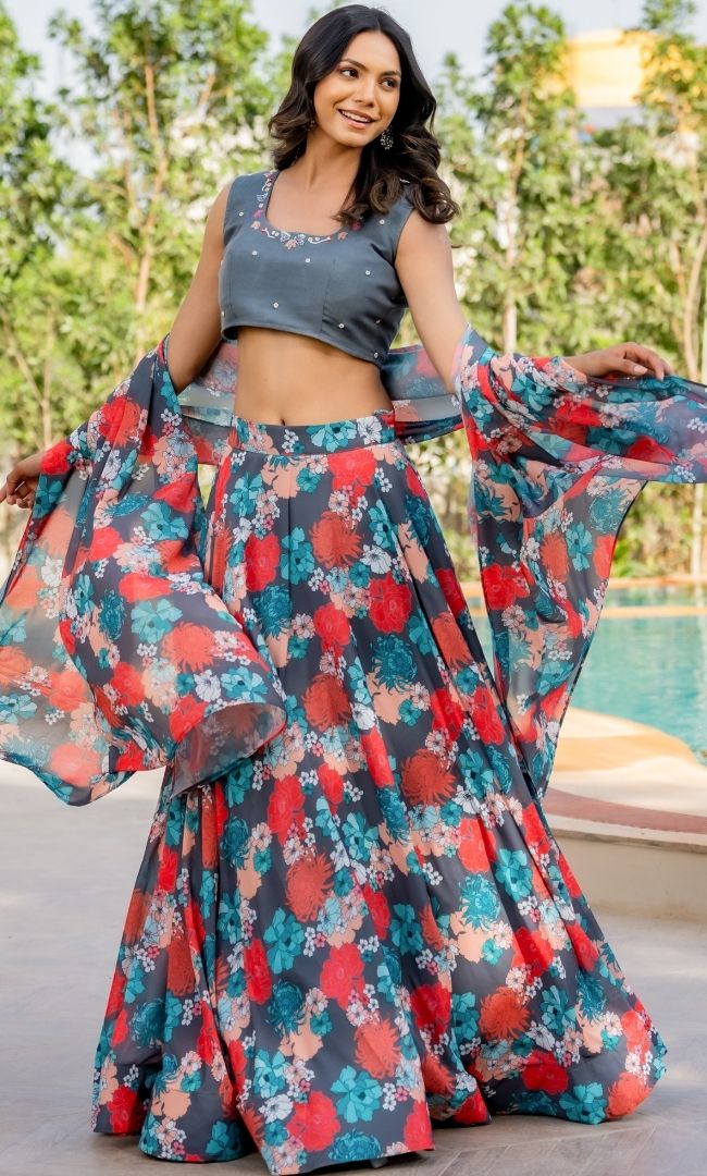 Saanjh Grey Lehenga Set