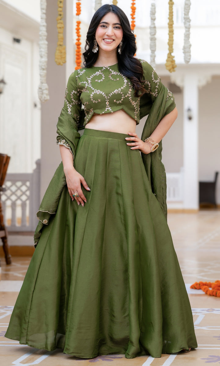 Hina Green Tissue Lehenga Set