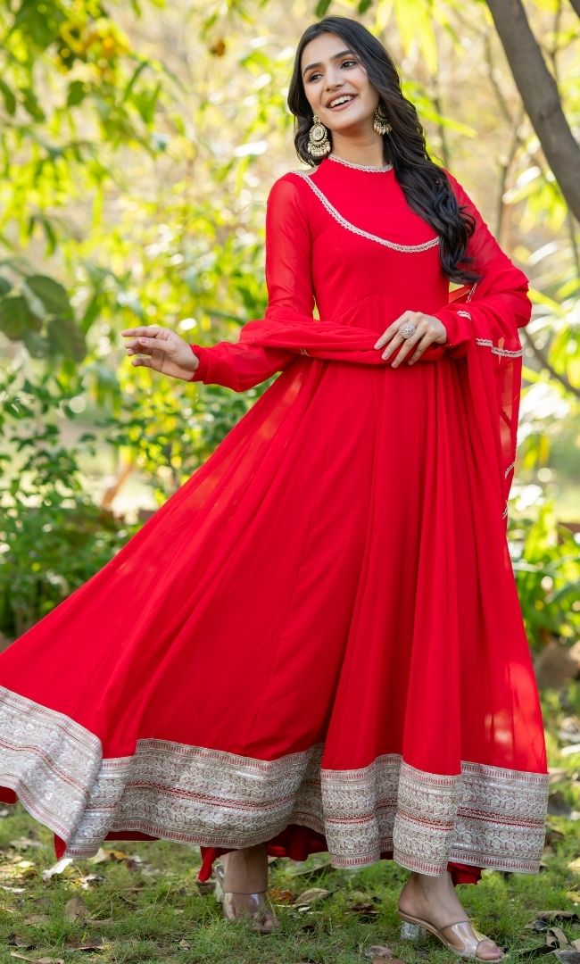 Sabya Red Georgette Anarkali Set