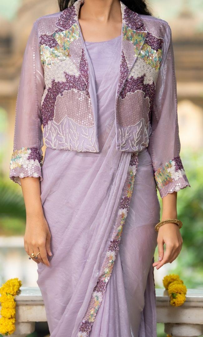 Lyra Lilac Pre Draped Saree
