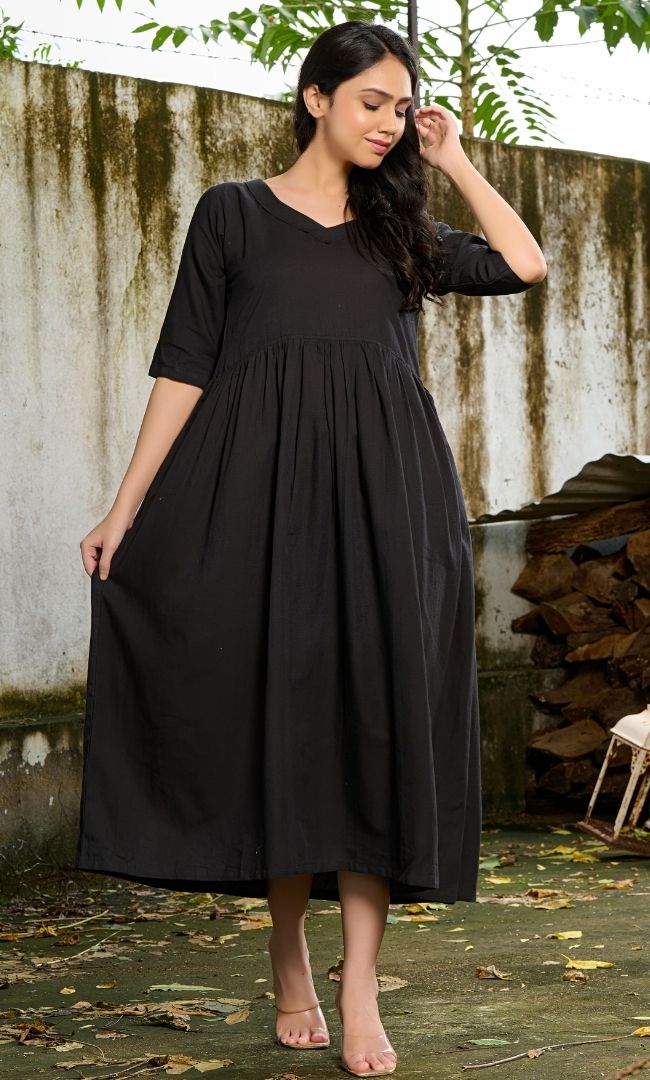 Black Linen Long Dress