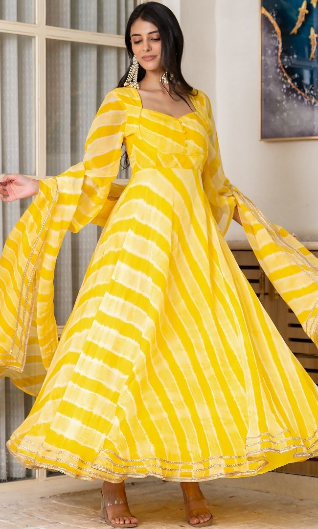 Lavanya Yellow Leheriya Set
