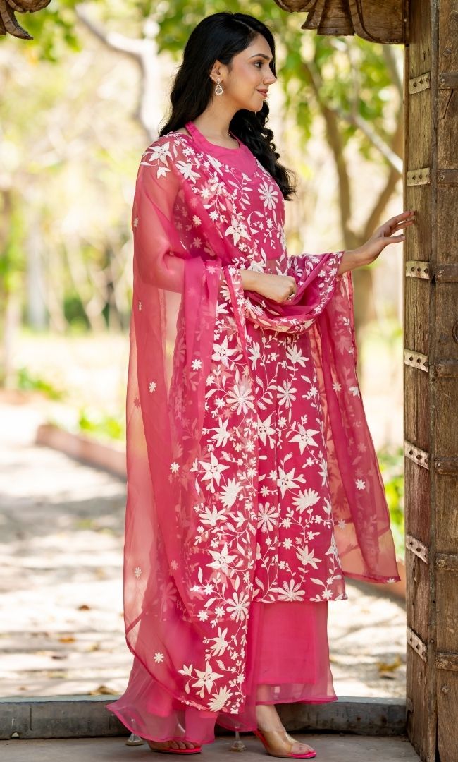 Suroor Pink Embroidered Suit Set
