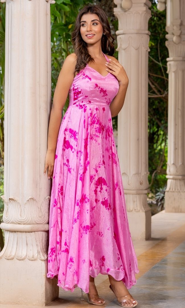 Pink Shibori Maxi Dress
