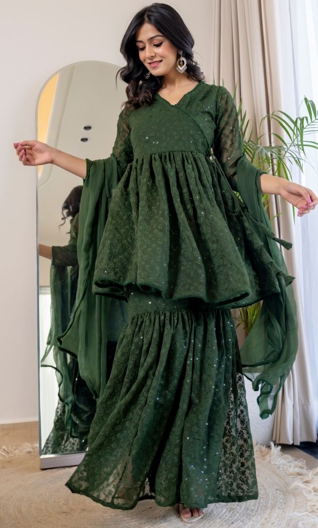 Berilo Green Sharara Set