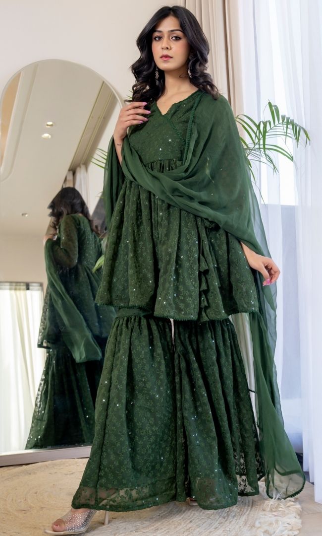 Berilo Green Sharara Set