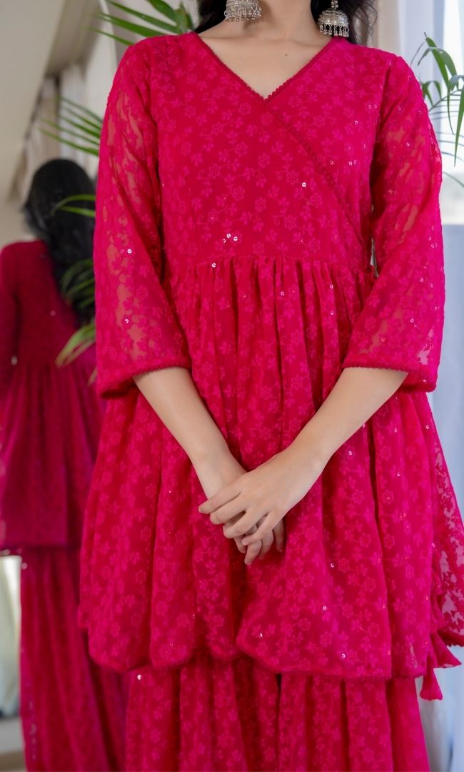 Sharyn Pink Sharara Set