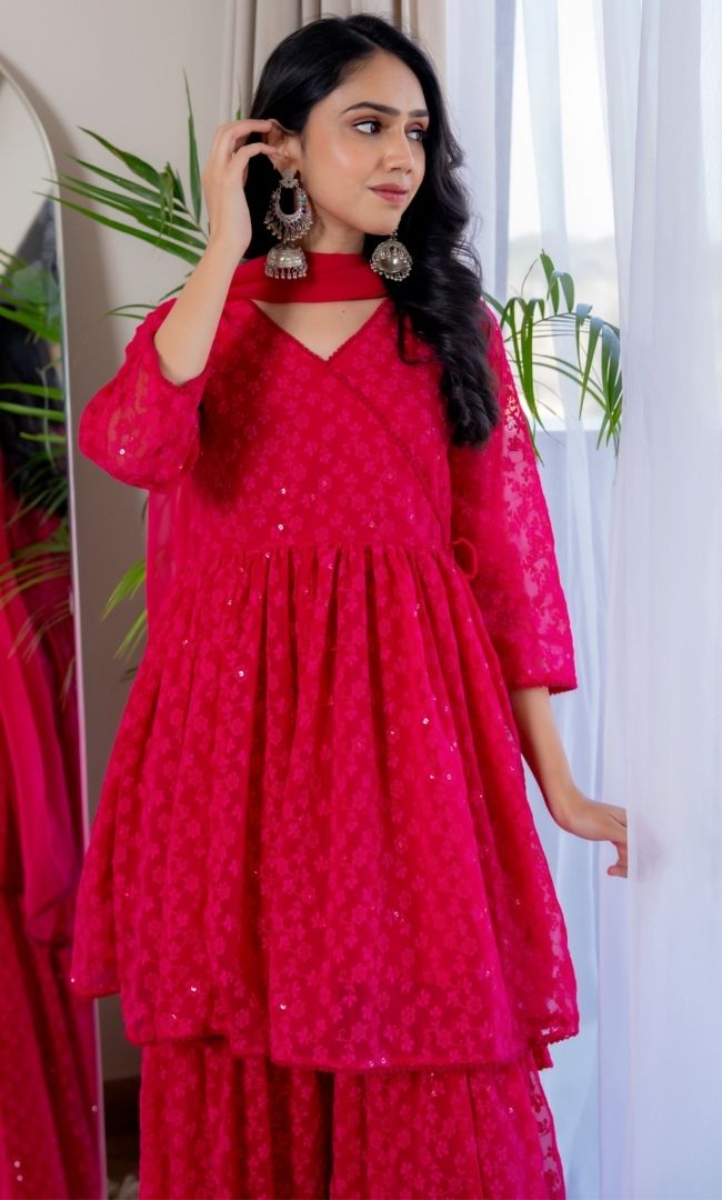 Sharyn Pink Sharara Set