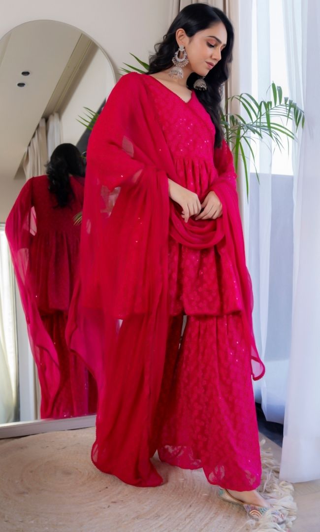 Sharyn Pink Sharara Set