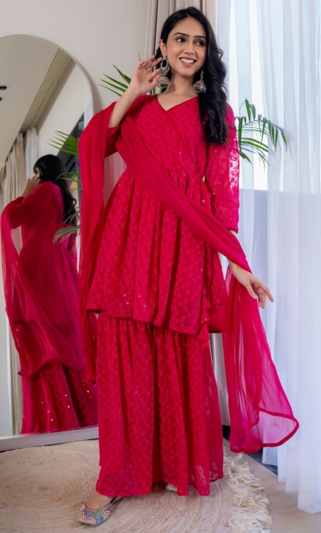 Sharyn Pink Sharara Set