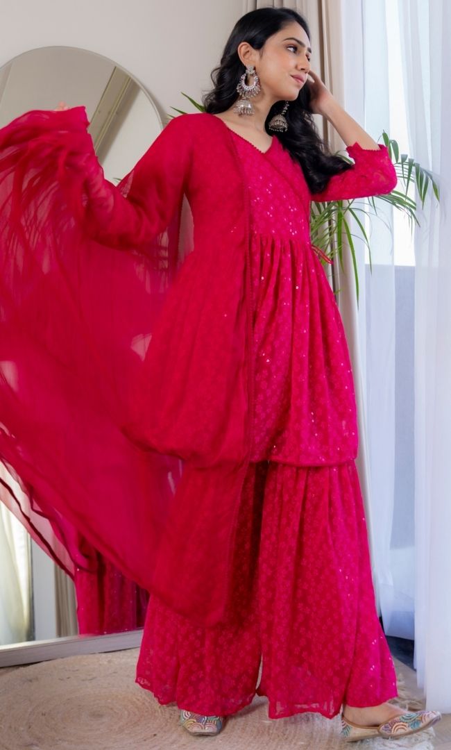 Sharyn Pink Sharara Set