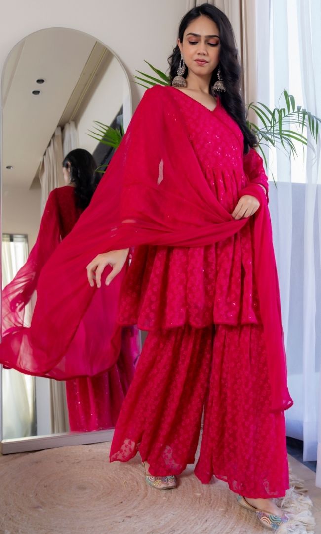Sharyn Pink Sharara Set