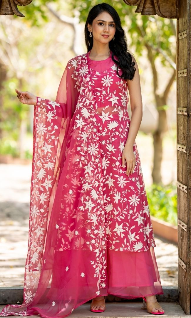 Suroor Pink Embroidered Suit Set