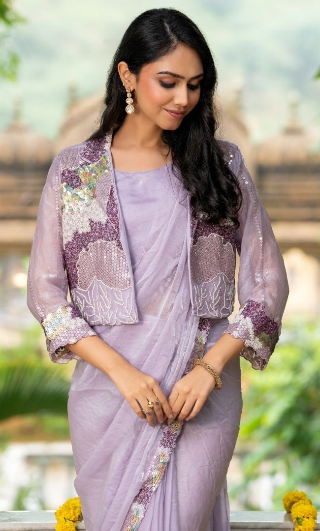 Lyra Lilac Pre Draped Saree