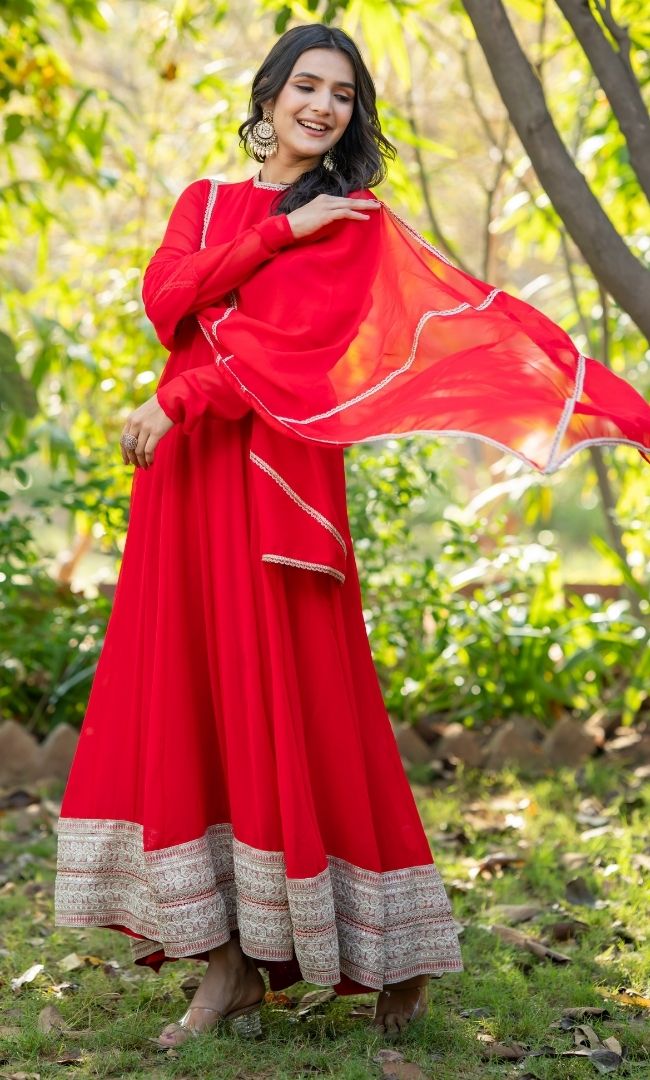 Sabya Red Georgette Anarkali Set