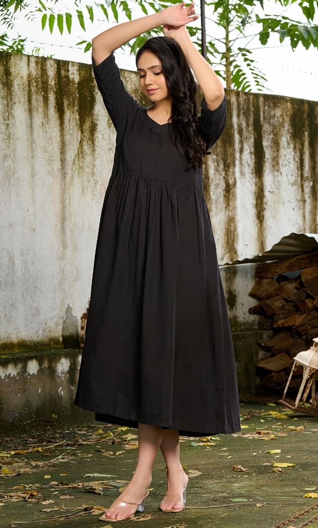 Black Linen Long Dress