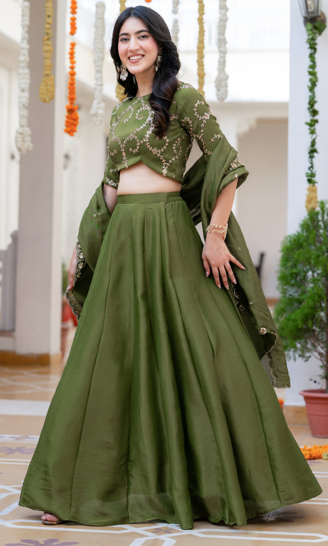 Hina Green Tissue Lehenga Set