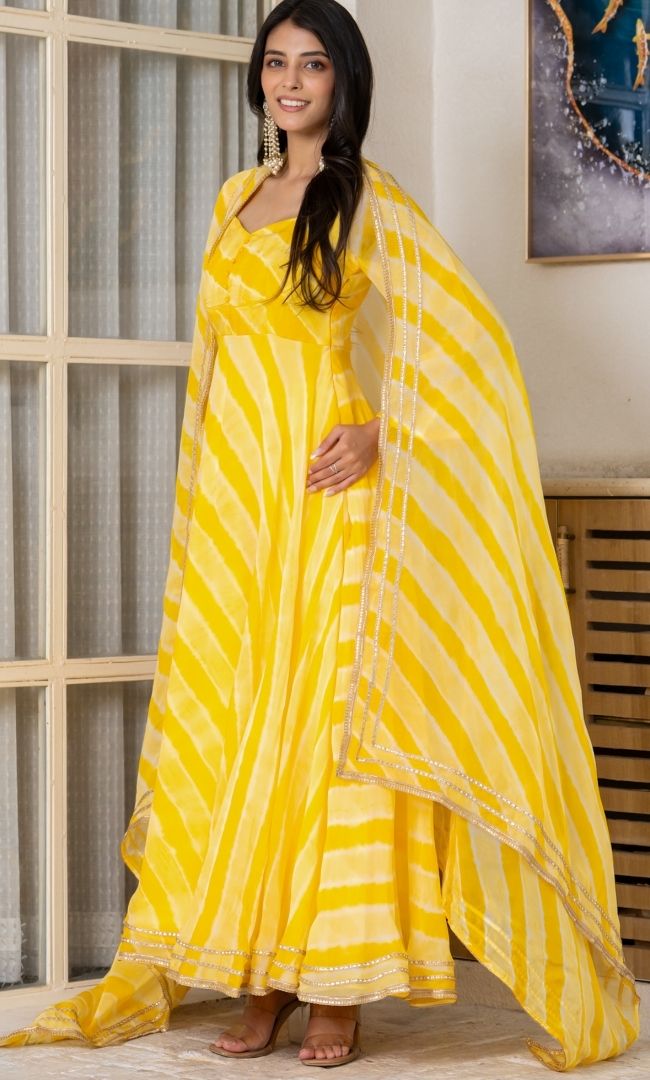 Lavanya Yellow Leheriya Set