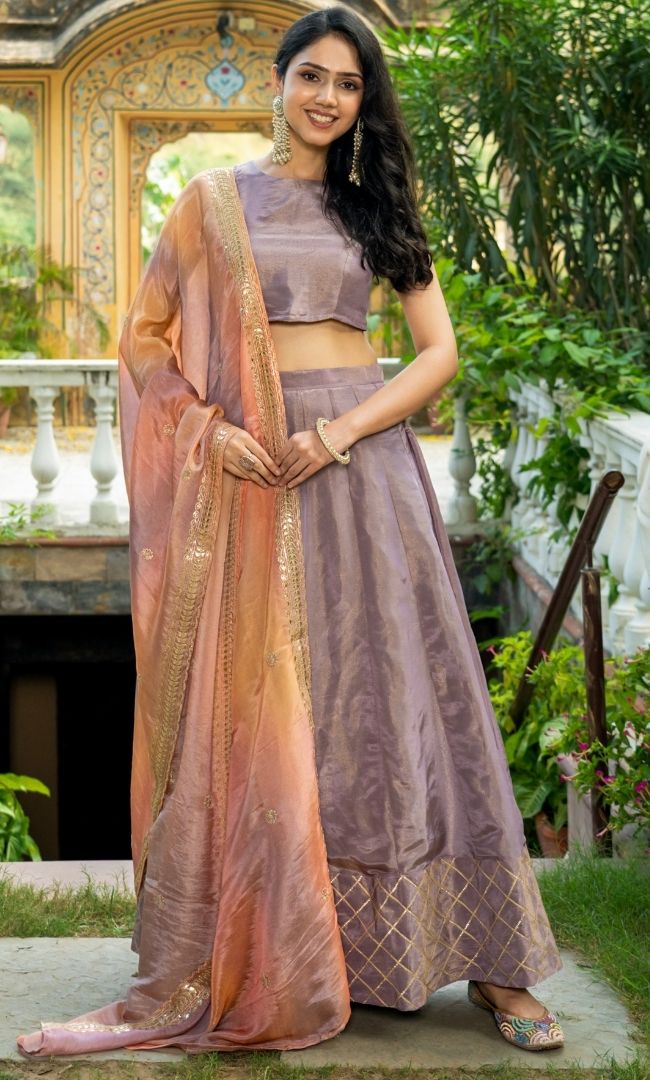Sayuri Purple Tissue Lehenga Set