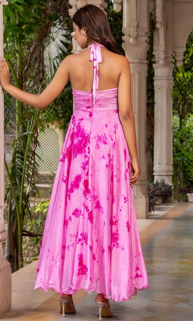 Pink Shibori Maxi Dress