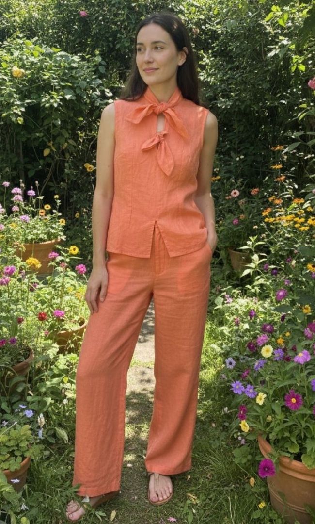 Coral Breeze Cotton Linen Co-Ord Set