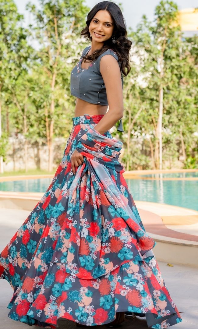 Saanjh Grey Lehenga Set