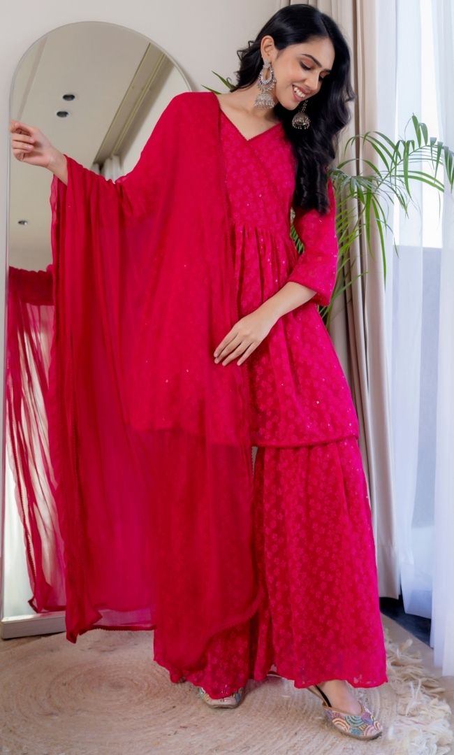 Sharyn Pink Sharara Set