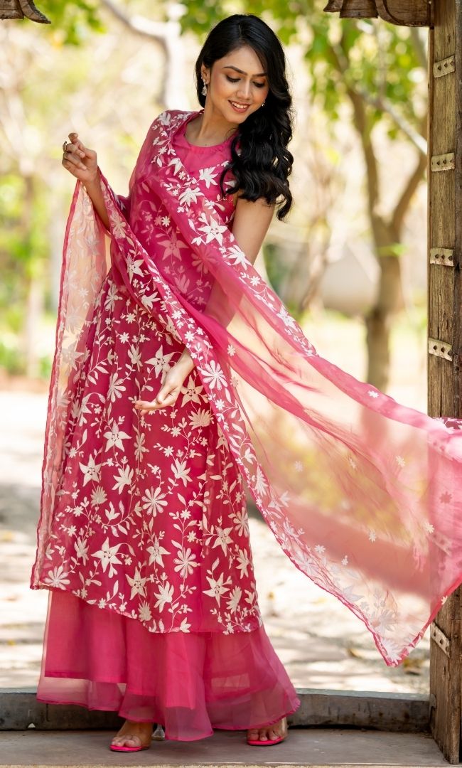 Suroor Pink Embroidered Suit Set