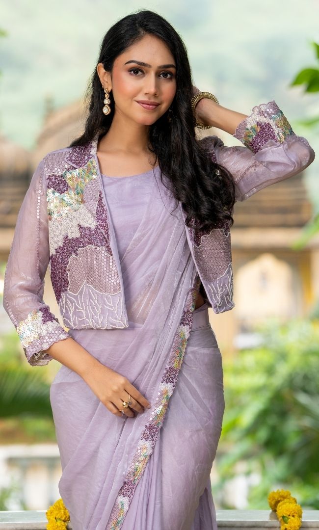 Lyra Lilac Pre Draped Saree