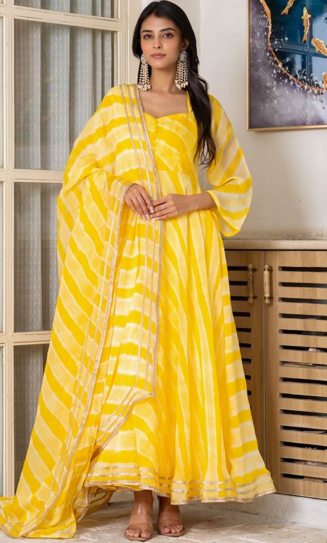 Lavanya Yellow Leheriya Set
