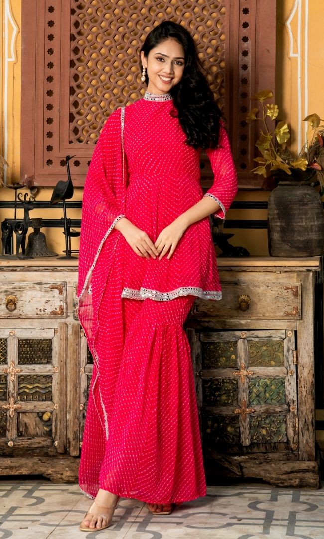 Diva Pink Bandhani Sharara Set