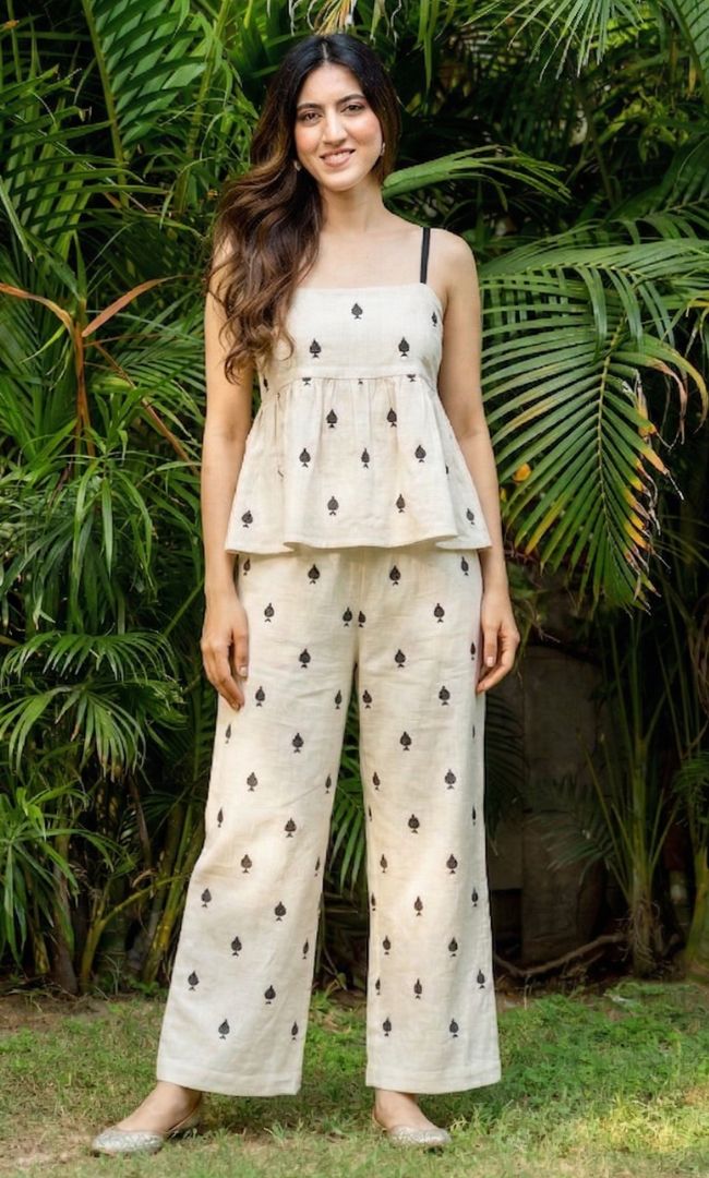 Boho Off White Embroidered Co-ord Set