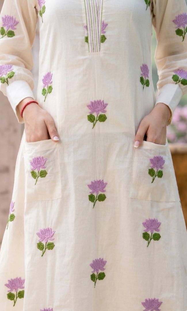 Seoul Lilac Lotus Kurta Co ord Set
